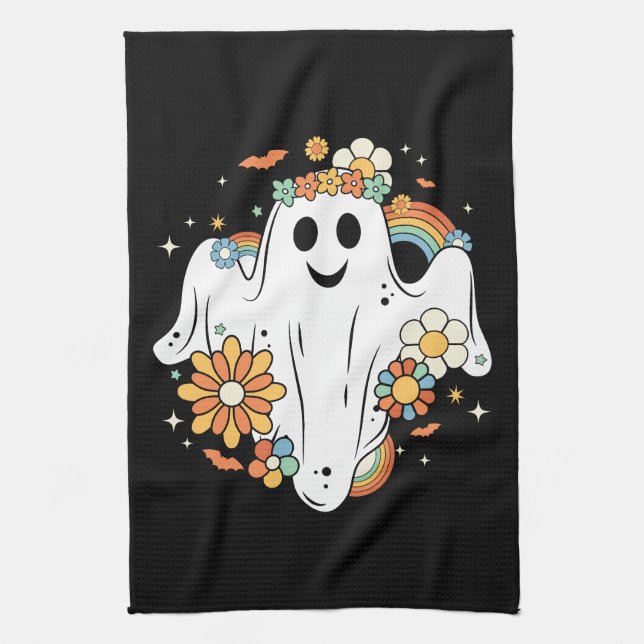 Paño De Cocina Happy Ghost Retro Hippie Vibe (Vertical)