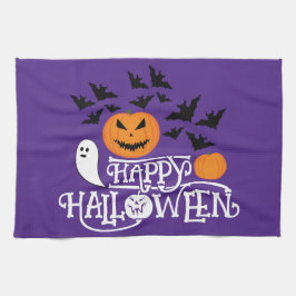 Paño De Cocina Happy Halloween calabazas murciélagos fantasmas te