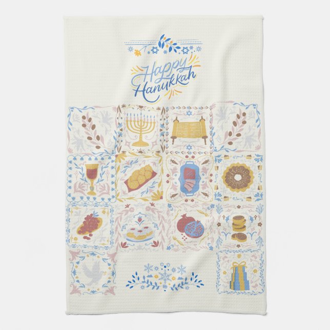 Paño De Cocina Happy Hanukkah Kitchen Towel (Vertical)