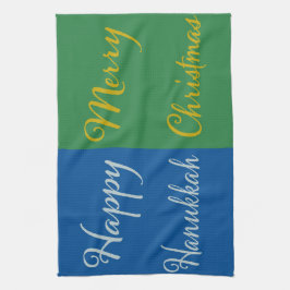Paño De Cocina Happy Hanukkah Merry Christmas Dual Holiday Design