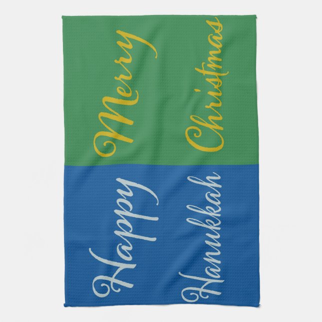Paño De Cocina Happy Hanukkah Merry Christmas Dual Holiday Design (Vertical)