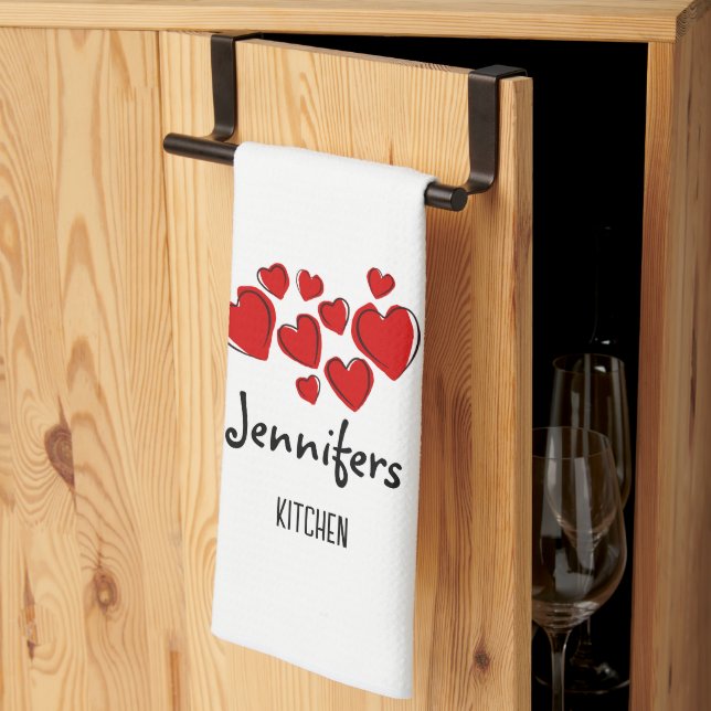 Paño De Cocina Happy Hearts Valentine Personalizado Kitchen Toall (Pliegue de tercios)