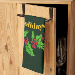 Paño De Cocina Happy Holidays Christmas Holly Wreath