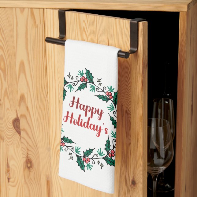Paño De Cocina Happy Holiday's Wreath Kitchen Towels (Pliegue de tercios)