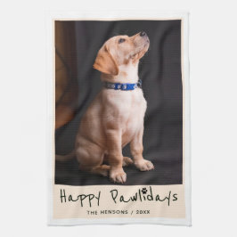 Paño De Cocina Happy Pawlidays Funny Pun Mascota Photo