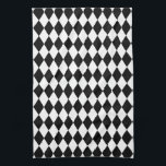 Paño De Cocina Harlequin blanco y negro<br><div class="desc">El estilo tradicional clásico del modelo elegante de los diamantes del Harlequin en blanco y negro contemporáneo</div>