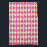 Paño De Cocina Harlequin Hot Pink and Mint<br><div class="desc">El estilo clásico tradicional de los elegantes diamantes de Harlequin en un divertido y contemporáneo color rosa y verde menta pálido.</div>