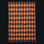 Paño De Cocina Harlequin Naranja y negro<br><div class="desc">El estilo clásico tradicional de los elegantes diamantes de Harlequin en naranja divertido y contemporáneo y negro</div>