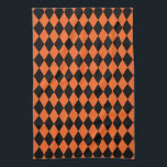 Paño De Cocina Harlequin Naranja y negro<br><div class="desc">El estilo clásico tradicional de los elegantes diamantes de Harlequin en naranja divertido y contemporáneo y negro</div>