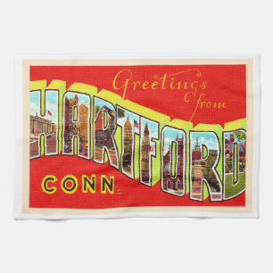 Paño De Cocina Hartford Connecticut Vintage Large Letter Postcard