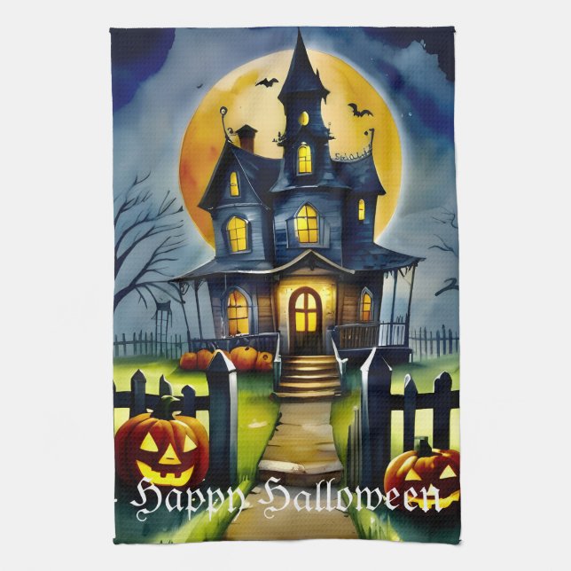 Paño De Cocina Haunted Hollow y Moon (Vertical)