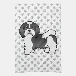 Paño De Cocina Havanés blanco y negro perro de dibujos animados l