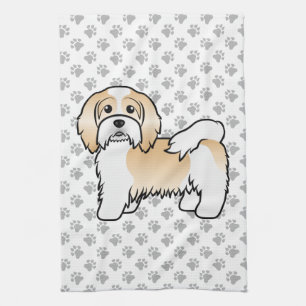 Paño De Cocina Havanés marrón claro y blanco Perro de dibujos ani