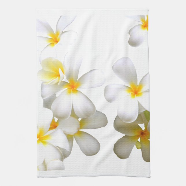 Paño De Cocina Hawaiian white plumeria flower (Vertical)