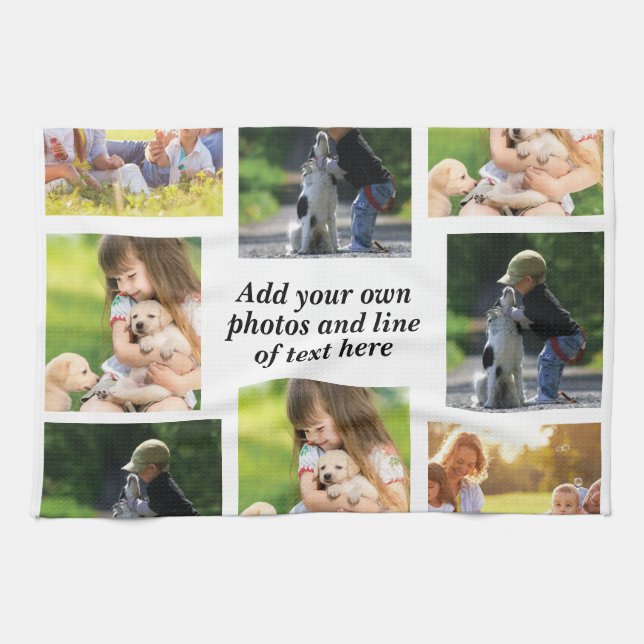 Paño De Cocina Haz tu propio collage de fotos y texto (Horizontal)