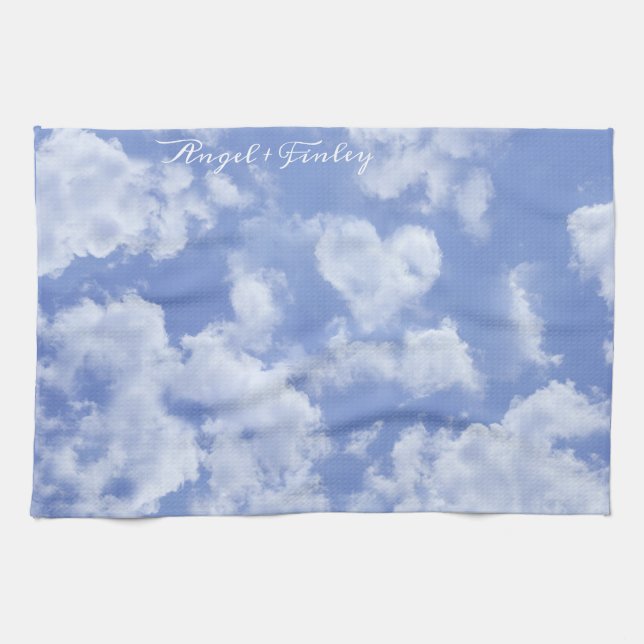 Paño De Cocina Heart Cloud Sky Cute Divertido nombre personalizad (Horizontal)