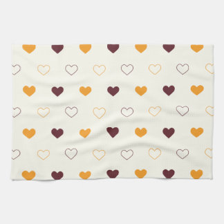 Paño De Cocina Heart Pattern with Orange & Brown Hearts