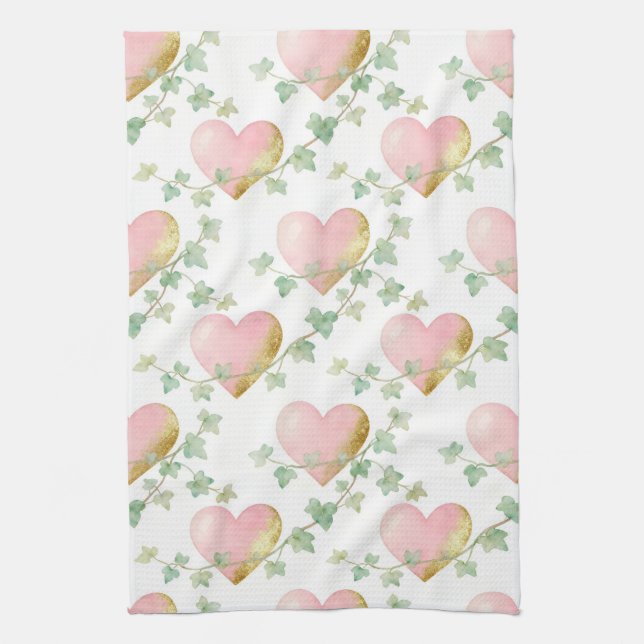 Paño De Cocina Hearts Intertwined with Ivy (Vertical)