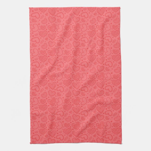 Paño De Cocina Hearts Kitchen Towel Red (Vertical)