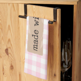 Paño De Cocina Hecho con cheques de color rosa y blanco con amor