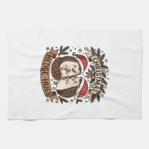 Paño De Cocina Hedge de Navidad Abraza Erizo Gorros de Santa Copo
