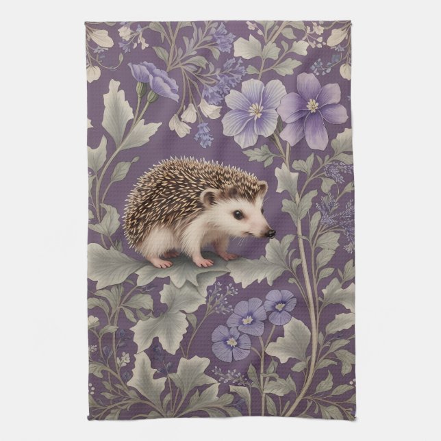 Paño De Cocina Hedgehog Purple William Morris Inspiró Floral (Vertical)