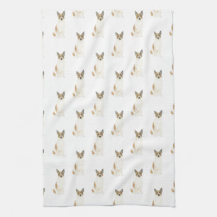 Paño De Cocina Heeler de Cattledog (blanco rojo)