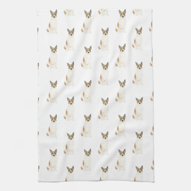 Paño De Cocina Heeler de Cattledog (blanco rojo) (Vertical)