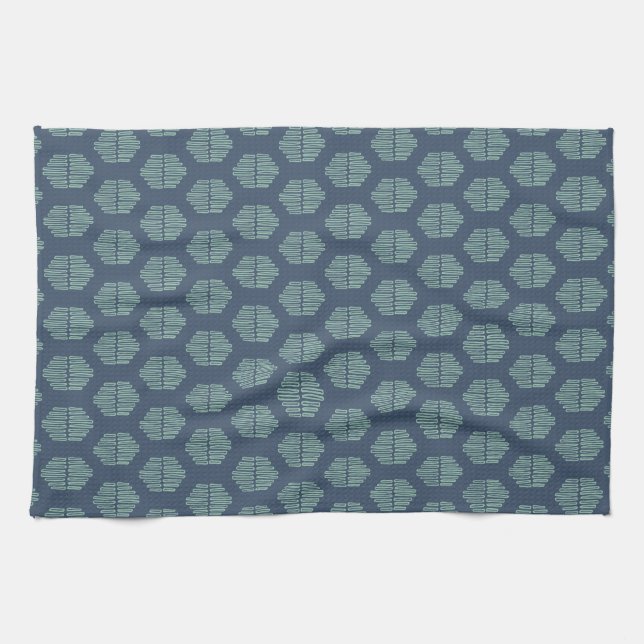 Paño De Cocina Hekse Verde azulado + Azul  (Horizontal)