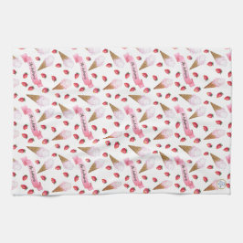 Paño De Cocina Heladería Retro Personalizada de Fresa