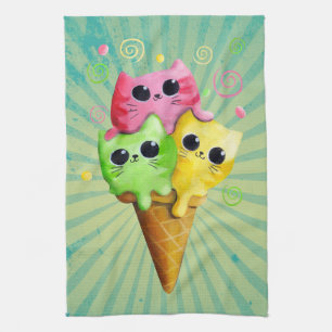 Paño De Cocina Helado lindo de gato del gatito