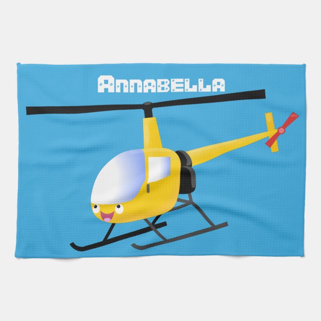 Paño De Cocina Helicóptero de personalizado alegre amarillo lindo (Horizontal)