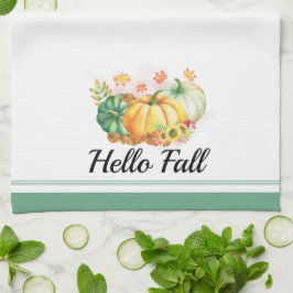Paño De Cocina Hello Fall Watercolor Pumpkins Acción de Gracias