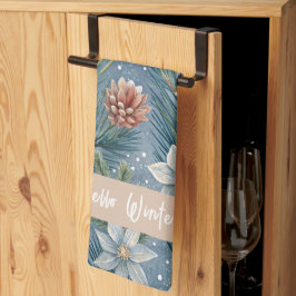 Paño De Cocina Hello Winter Pines & Flowers