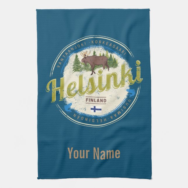 Paño De Cocina Helsinki, capital del alce de Finlandia, recuerdo  (Vertical)
