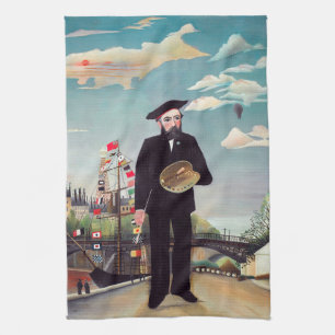 Paño De Cocina Henri Rousseau - Autorretrato-Paisaje