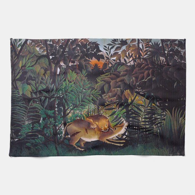 Paño De Cocina Henri Rousseau - El león hambriento (Horizontal)