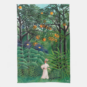 Paño De Cocina Henri Rousseau - Mujer caminando en un bosque exót