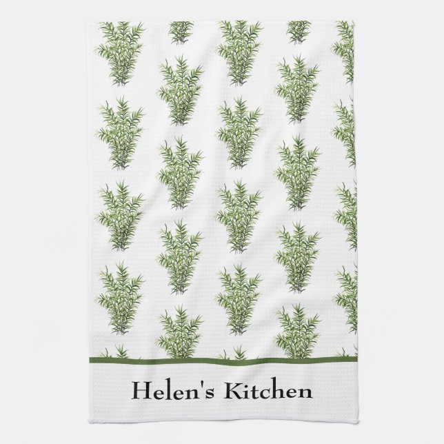 Paño De Cocina Herbs Rosemary Kitchen Greenery Watercolor Rustic (Vertical)