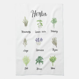 Paño De Cocina Herbs Watercolor Sage Thyme Rosemary Kitchen