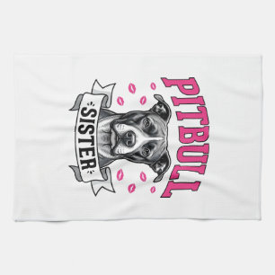 Paño De Cocina Hermana Pitbull Diseño Vectorial Vintage Amante Pe
