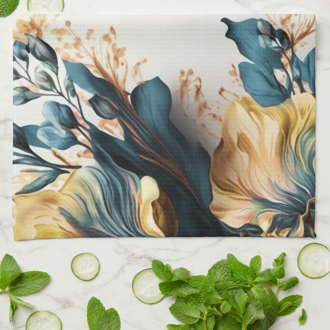 Paño De Cocina Hermosa acuarela floral (Doblado)