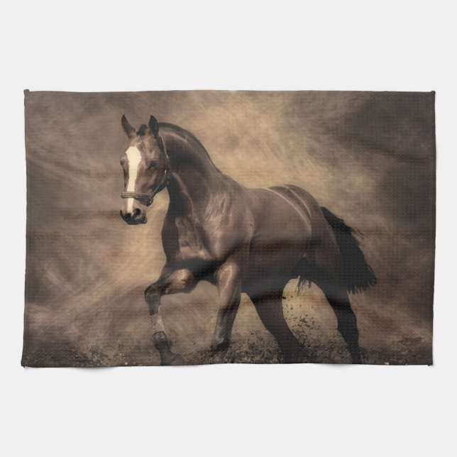 Paño De Cocina Hermosa almohada de caballo marrón (Horizontal)