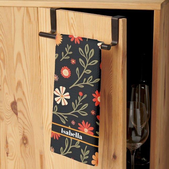 Paño De Cocina Hermosa colección de flores de época (Pliegue de tercios)