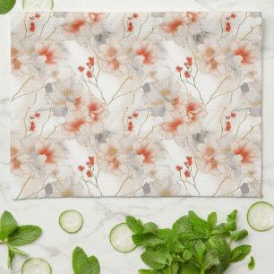 Paño De Cocina Hermosa Feminine Peach Red Floral