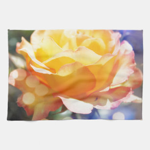 Paño De Cocina Hermosa flor de rosa amarilla. Fotografía floral.