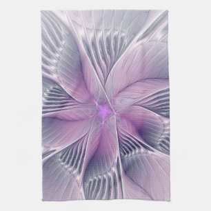 Paño De Cocina Hermosa Flor Rosa Arte Abstracto Fractal Moderno