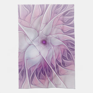 Paño De Cocina Hermosa Flor Rosa Moderna Resumen Arte Fractal