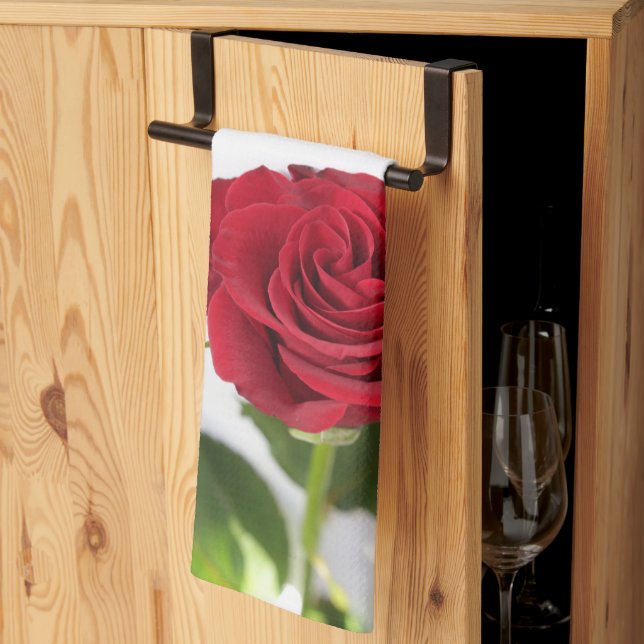 Paño De Cocina Hermosa flor rosa roja profunda (Pliegue de tercios)