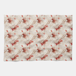 Paño De Cocina Hermosa Flora Blanca Roja
